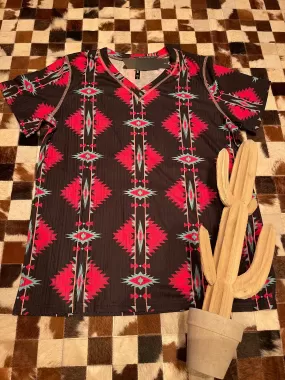 Hot pink Aztec Piddle pat TEE