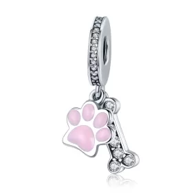 Pink Dog Claw 925 Sterling Silver Dangle Charm